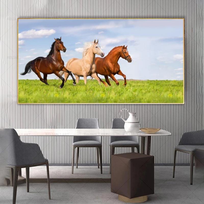 

Восемь лошадей, дикие животные, закат, холст, картина, скандинавские постеры и принты, куадрос, настенные художественные картины для декора гостиной 70x140cm no frame