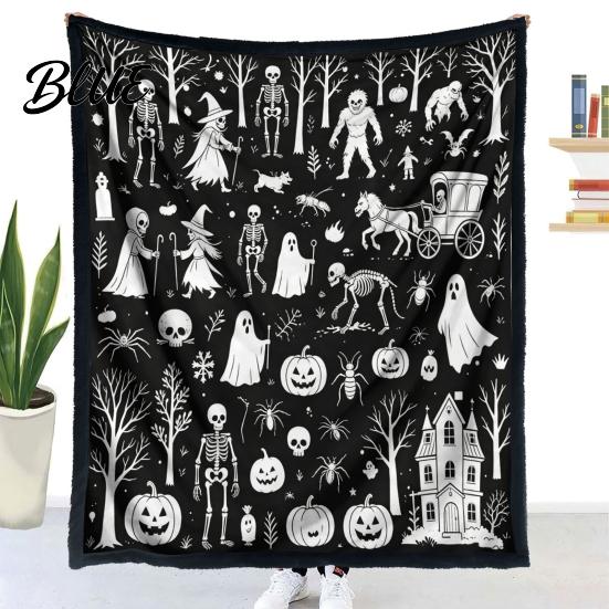 DIY Coloring Projects for Teens Halloween Blanket Throw Blanket with Ghost Patterns Color Your Artistic Bedroom Decor Accessories Own Washable Cozy