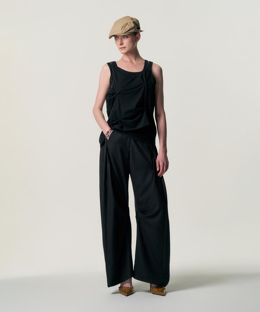 Kimjisu Pinched Layer Tank Top_Black