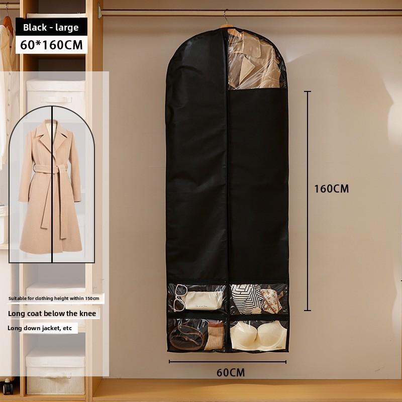 Non Woven Fabric Wardrobe Dust Cover With Multi Pocket Storage For Home And Travel Use