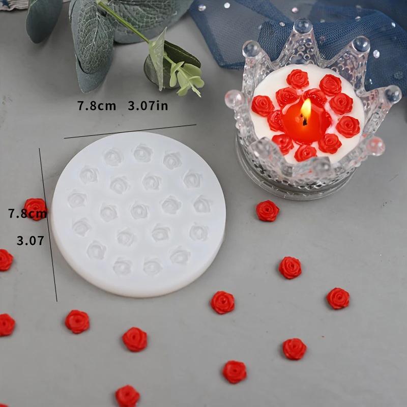 

Mini Rose Mold for Baking, Flipping Sugar, Dessert Decoration, Creative Aromatherapy Cup Wax, Small Flower Silicone Mold