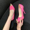 Fashion New Rivet Patent Leather Shallow Mouth High Heels Stiletto Women's Sexy Pointed Toe Large Size Single Shoes