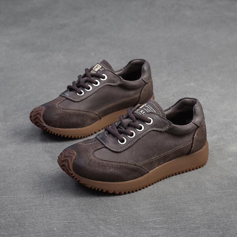 Fashion GKTINOO 2025 Autumn New Retro Round Toe Genuine Leather Sneakers Women's Shoes Casual Platform Soft Soled Casual Flat Shoes