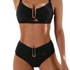 European and American Sexy Bikini Swimsuit Women's Tight Chest Gathered Halter Swimsuit