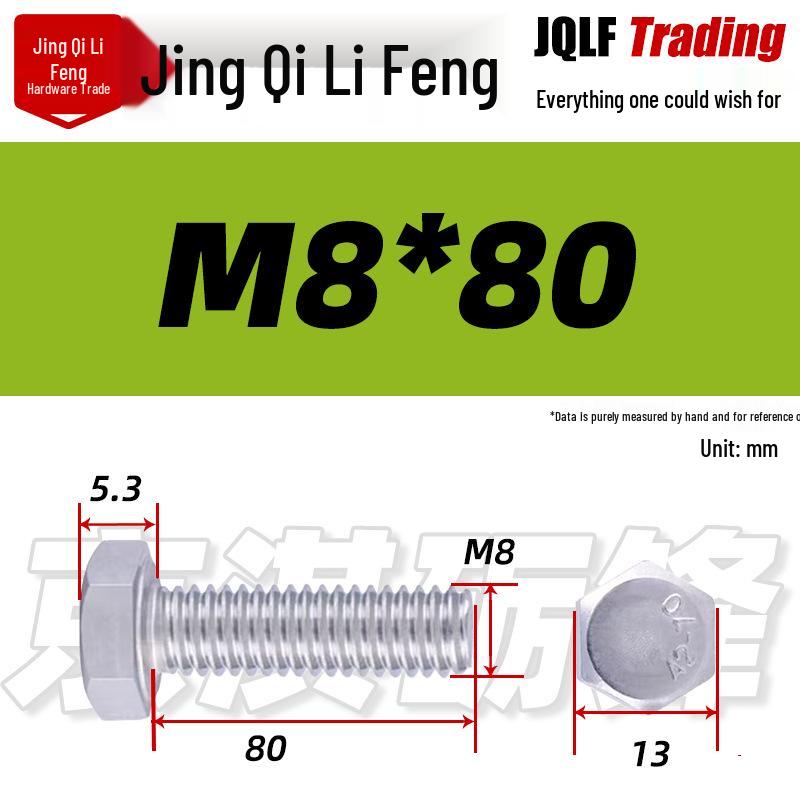 201 Stainless Steel Hex Head Full Thread Bolt: Wear & Corrosion Resistant, M4-M14 for Aerospace Machinery