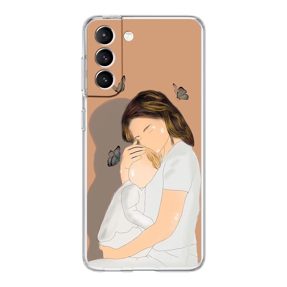 Phone Case For Samsung Galaxy S24 Plus S23 S22 S21 S20 FE Ultra 5G S10 S10E S9 Soft Clear Silicone Cover Baby Girl Mom Family