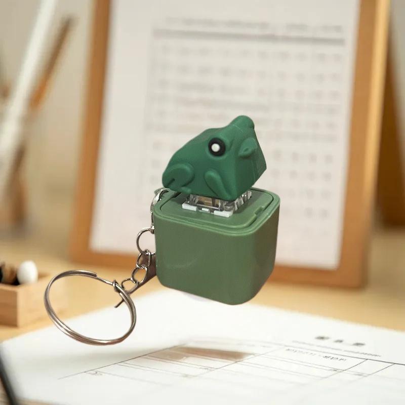 Funny Croaking Frog Duck Keychain Rechargeable Keyboard Fidget Clicker Sound Keyring With LED Light For Stress Relief