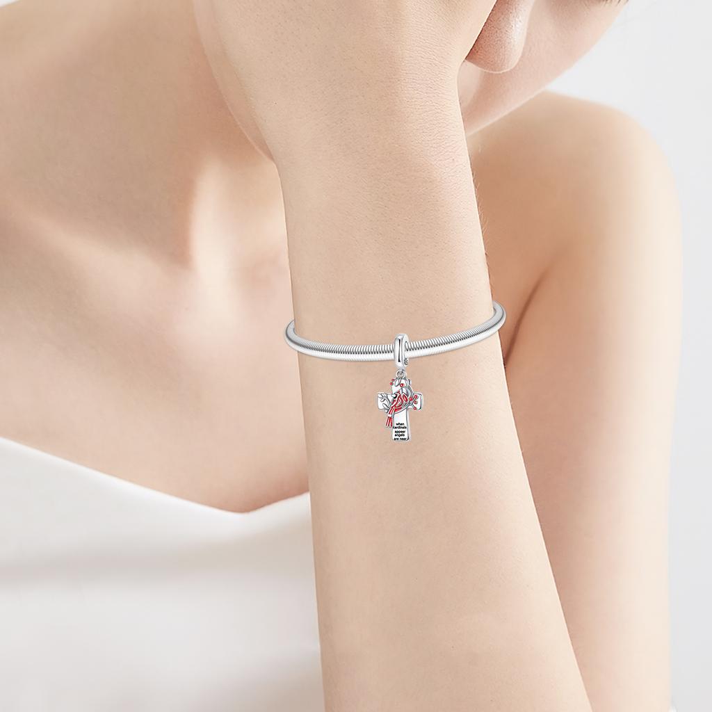 Copper Northern Cardinal Bird Cross Charms For Originalcardinalis Charms Bracelet Copper Charm Bead For Women Jewelry