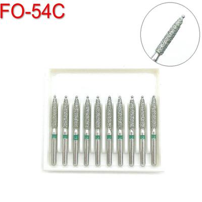 10pcs 1.6mm Dental Diamond Burs Drill Dental Burs Dia-burs for High Speed Handpiecess Dentistry Materials FO-54C