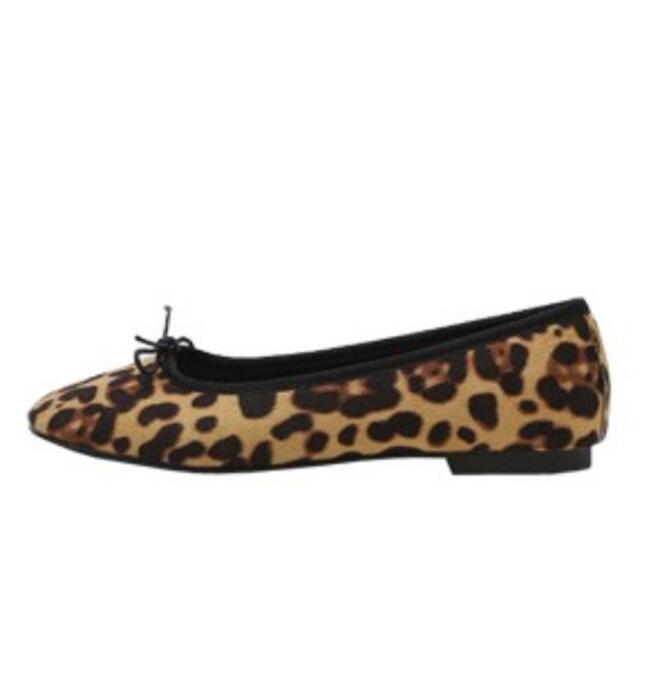 Fashion Leopard Flock Single Shoes Woman Bow-tied Shallow Loafers New Comfort Slip On Lazy Moccasins Leisure Round Toe Ballet Flat Shoes