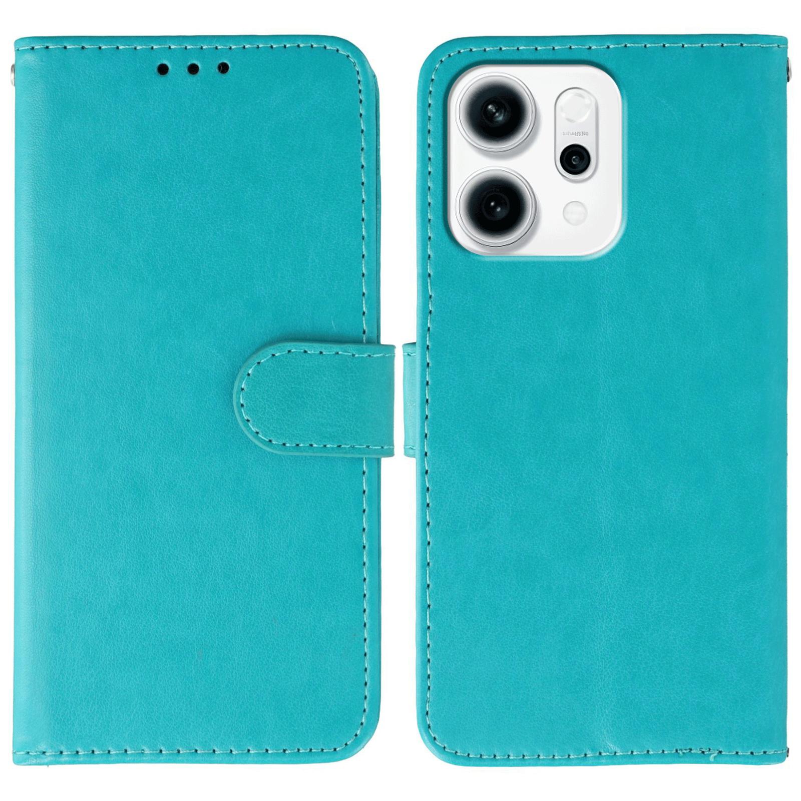 

For Oppo Reno14 F 5G Case PU Leather Flip Wallet Phone Cover with Strap Blue