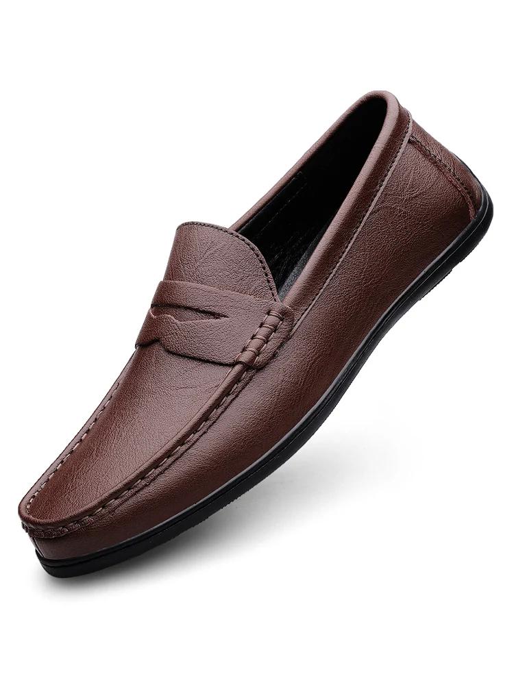 Echtes Leder Herren Freizeitschuhe Luxusmarke Formelle Kleiderschuhe Atmungsaktive Herren Slipper Slip-on Herren Bootsschuhe Größe 38-47