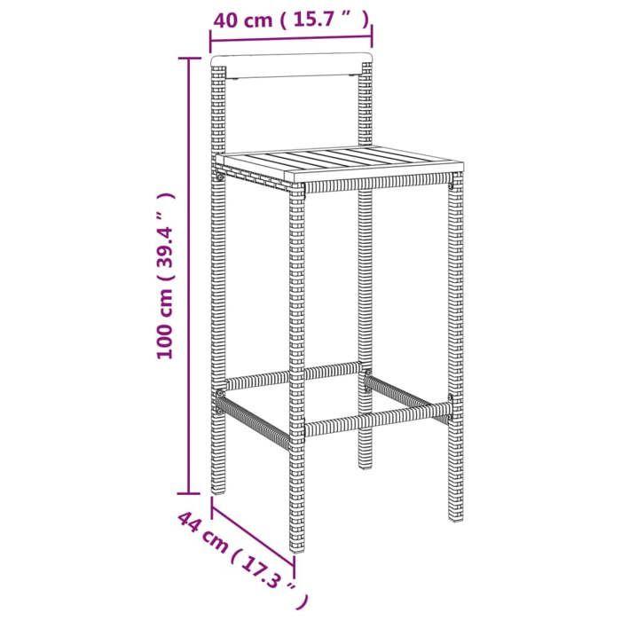 VidaXL Garden Bar Set 5 Pcs Grey Poly Rattan/solid Acacia Wood, Bar Table Set, Table and Bar Chair of 3187721