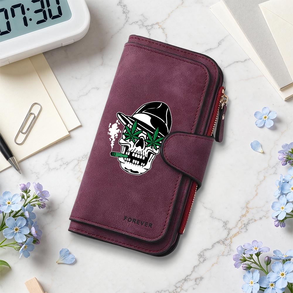 Gothic Skull Pattern Long Wallet Cool Men Women Casual Multi Card Slot Portable Purse