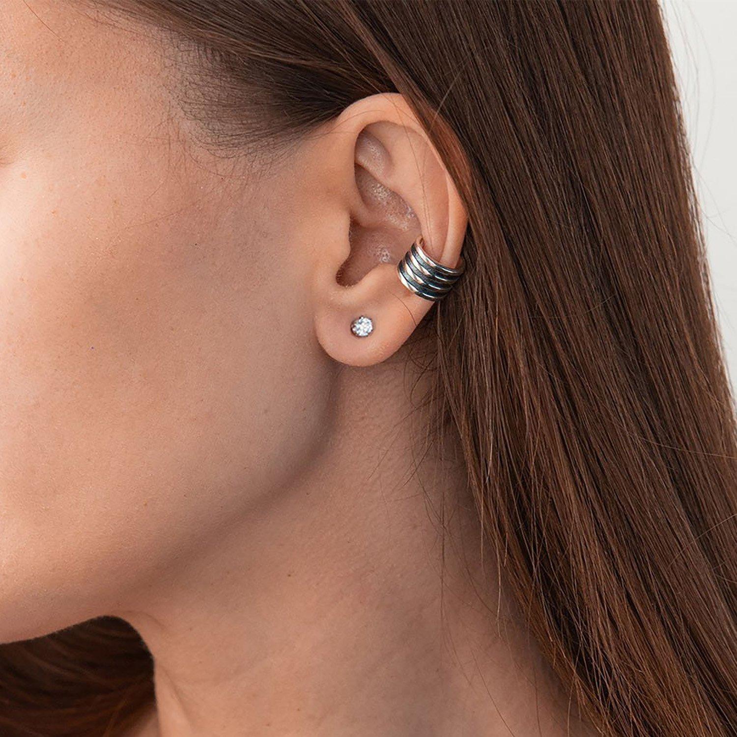 

Срібна сережка - каффа Лінії Oniks срібний