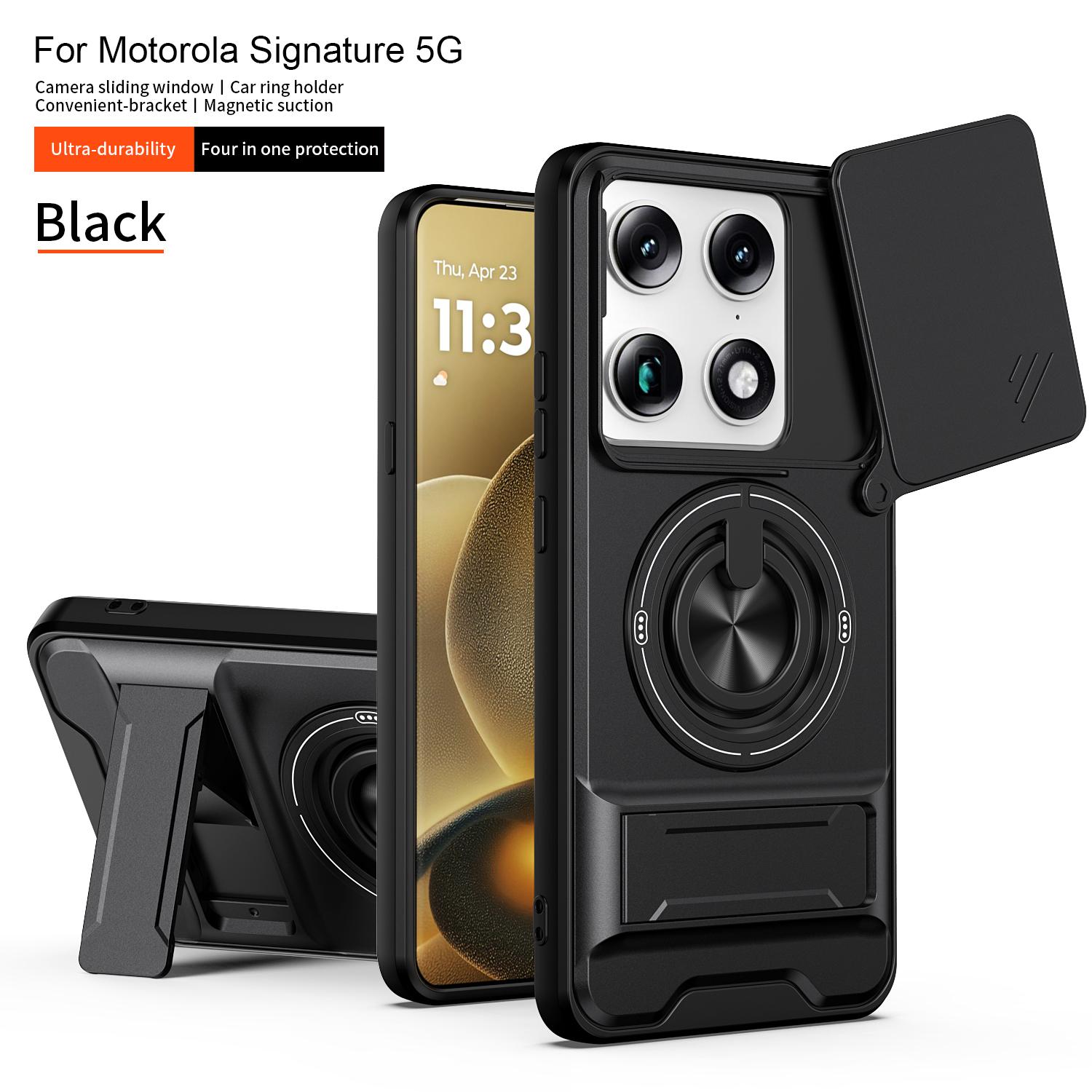 

Heavy Slide Camera Protector Shockproof Case for Moto Signature Edge 70 Ultra Fusion G77/67/86/56/06 Power Magnetic Stand Cover Motorola Edge 70 Fusion чёрный