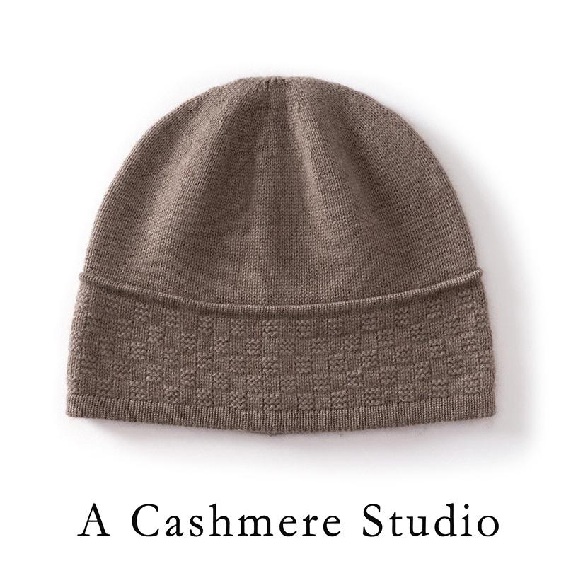 High Quality 100% Cashmere Knitted Hats Winter Warm Adult Women Beanie Fashion Solid Jacquard Hedging Caps