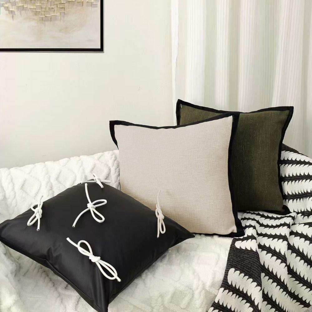 Retro Cushion Cover Black Border Waist Pillow Cover French Medieval Style Pillowcase  Hotel