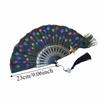 Portable Peacock Feather Folding Fan Exquisite Dance Hand Fans  Wedding Party Decor