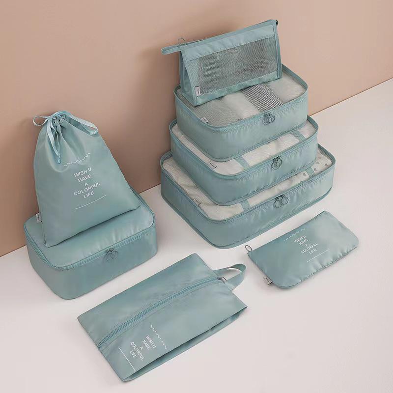 Twill Travel Storage 8-Piece Set: Lightweight Clothes Organizers for Suitcases