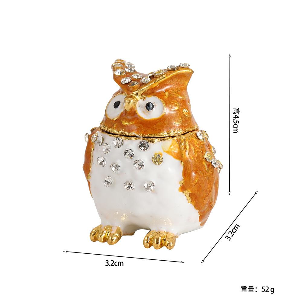 Owl Zinc Alloy Jewelry Box Exquisite Small Pendant Light Luxury Desktop Ornament Storage Box for Home Organization