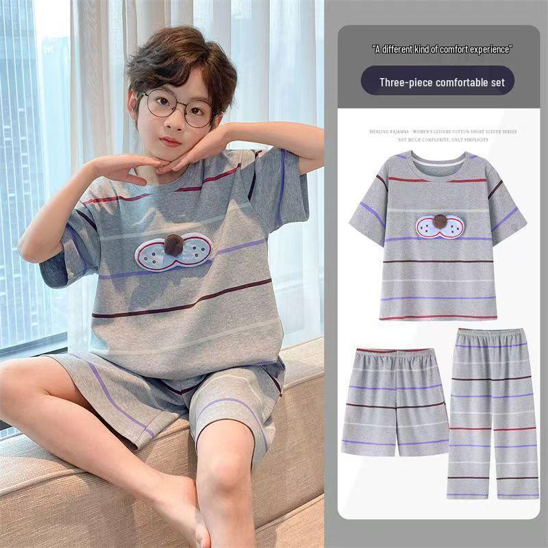 Boys' Summer Pajama Set - Casual Short Sleeve and Loose Fit for Kids