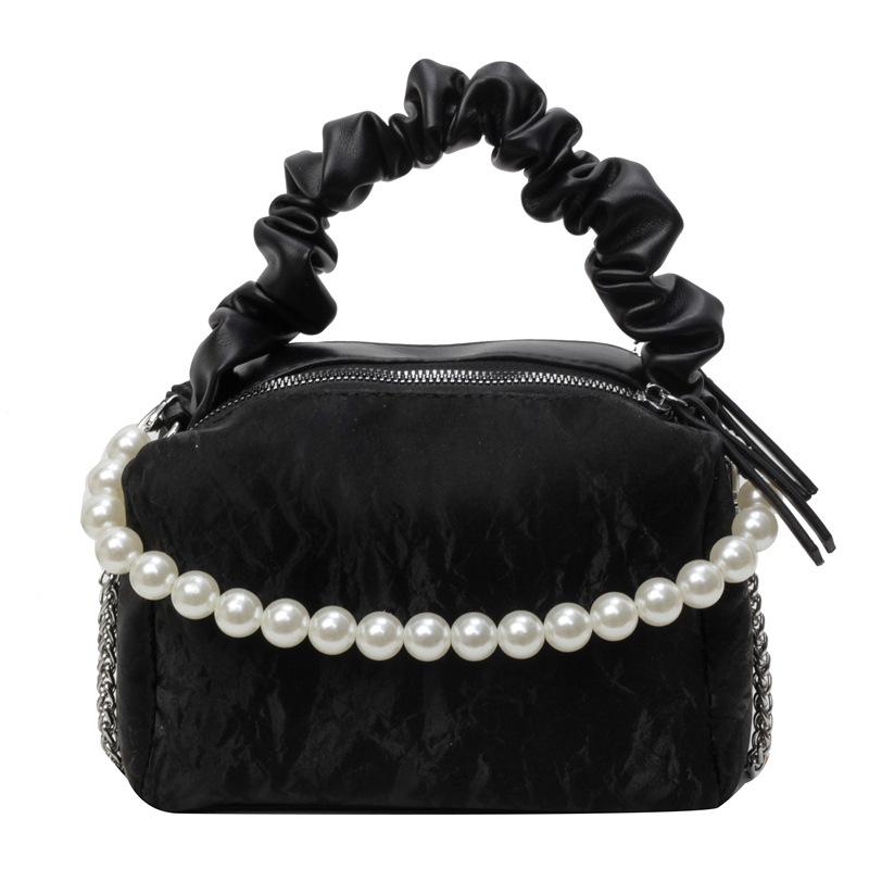 Autumn and Winter New Bag Women's Fashion Shoulder Messenger Bag Texture Beaded Candy Color Casual Square Bag