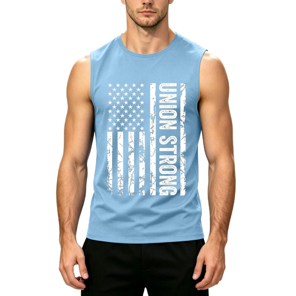 Men's Sleeveless Casual Tank Top Muscle Shirt Printed Graphic Crew Neck Summer Workout Gym Apparel for Outdoor Activities