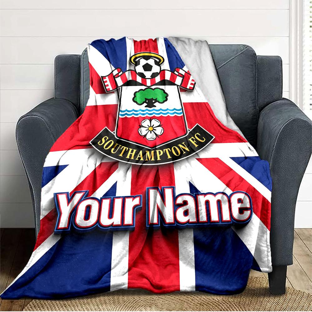 Name Custom Southampton Fc Print Flannel Blanket High Quality Warm Comfortable Cover for All Seasons Perfect for Gifts Home Decor