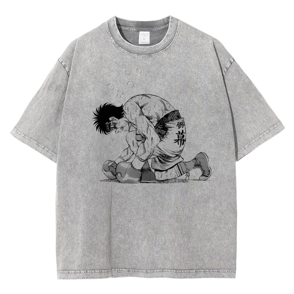 Men Women Hajime No Ippo Anime T Shirt Kamogawa Boxing Gym Makunouchi Takamura KGB Graphic Tshirt Male Washed Cotton Tshirts