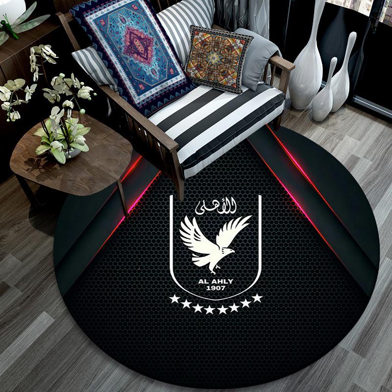 Al Ahly Sporting Club Round Area Rug,Carpet Rug for Living Room Bedroom Sofa Playroom Decor,Non-slip Floor Mat