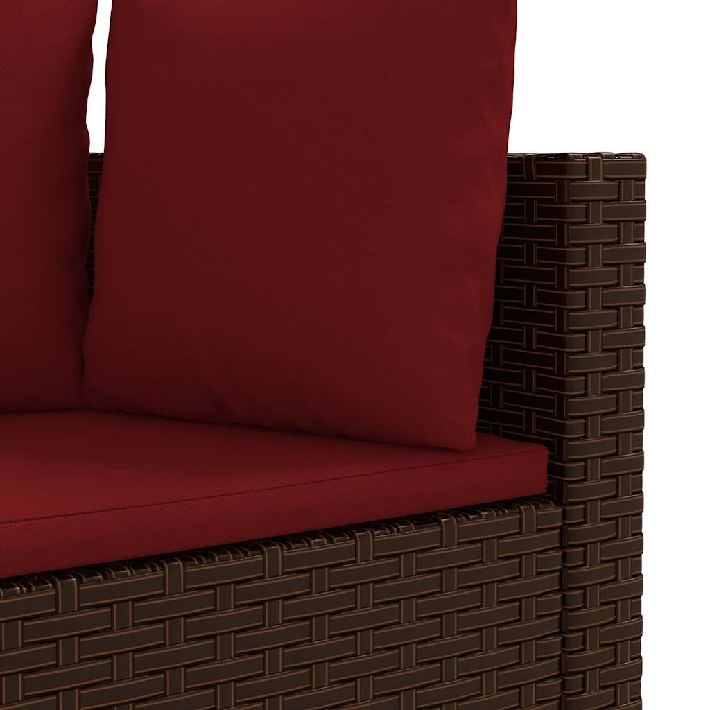 3 Piece Garden Sofa Set with Cushions Brown Poly Rattan