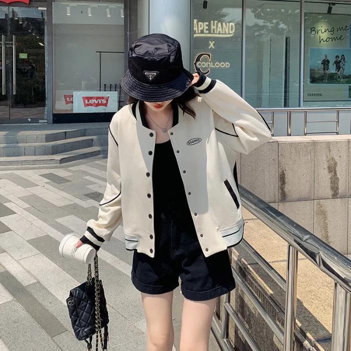 Women s Off-White Color Block Baseball Jacket - Spring 2023 Chic Design S абрикосовый