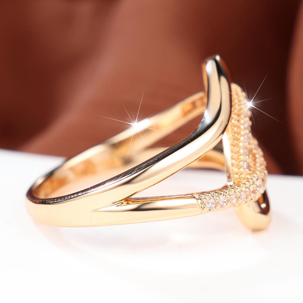 Stylish Gold Color Ring for Women Intertwined Zircon Evening Party Dating Fashion Jewelry Gift
