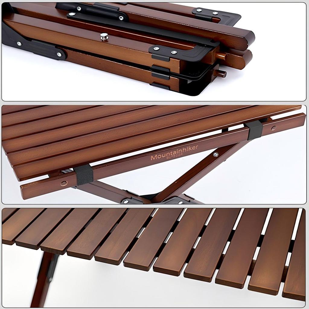 Mountainhiker 120cm Natural Wood Folding Portable Camping Wooden Roll Top For Indoor and Outdoor Storage Bag Load Capacity 50kg Table, Table, Table,