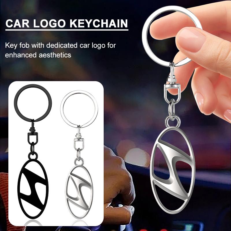 1Pcs 3D Metal Car Badge Keychain Zinc Alloy Keyrings Auto Accessories For Hyundai Accent AMICA Aslan Azera DYNASTY Elantra Equus Galloper