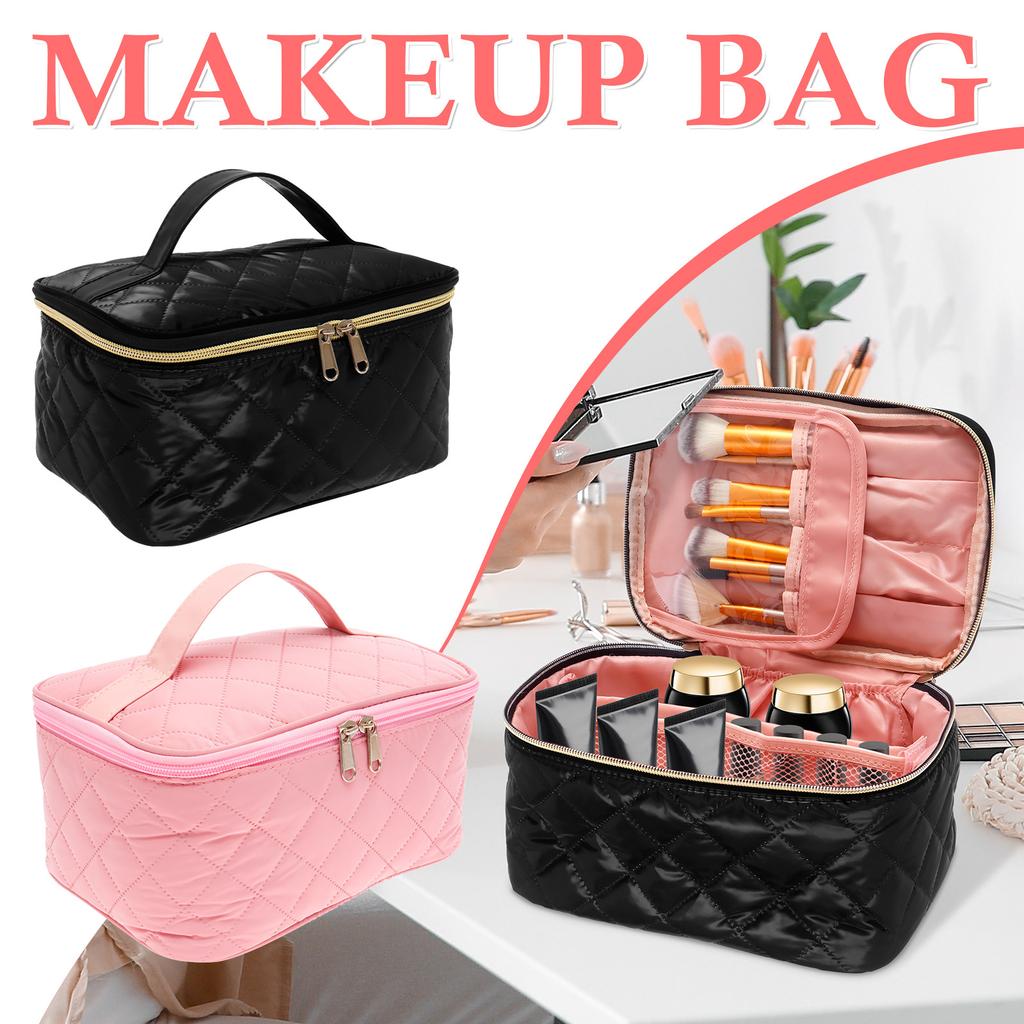 Reise Make-up Tasche Große Kapazität Tragbare Kosmetik Organizer Tasche Polyester Damen Toilettentasche mit Einteilung und Griff für Zuhause
