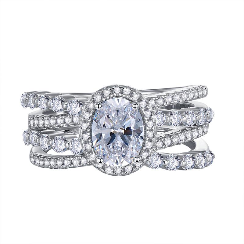 Huitan Sparkling White Cubic Zirconia Wedding Rings for Women Fashion Cross Band Newly Designed Female Rings Engagement Jewelry