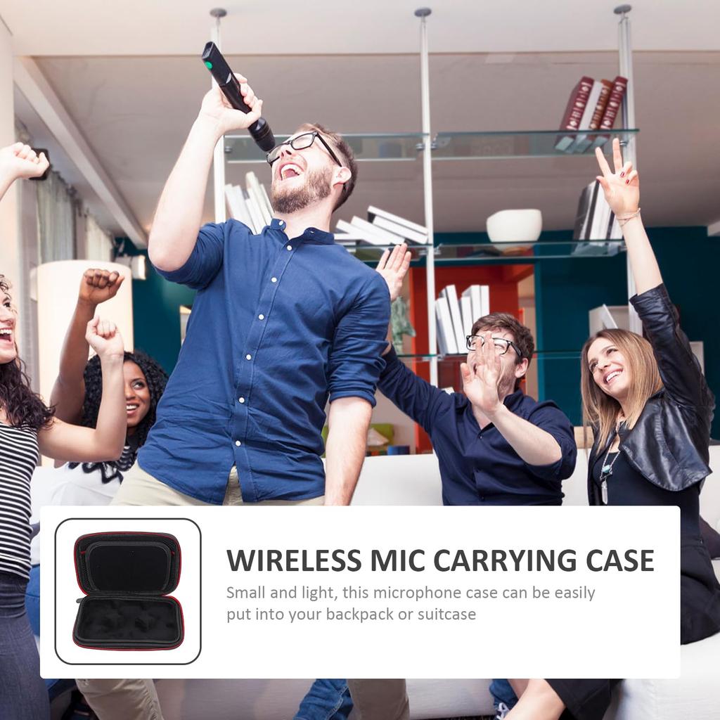 iPlusmile Microphone Storage Case Black Waterproof Dustproof Shockproof Impact Resistant 19cm Wireless Microphone Protection Box