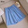 Frauen Sommer Elastische Taille Breite Bein Hosen Kordelzug Shorts Strand Shorts Lose Beiläufige Einfarbig