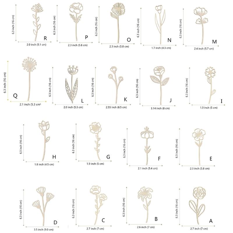 Wooden Wildflower Decors,Wood Flower Cutout for DIY Crafts,Wall Decors Hanging Florals Sculpture Wildflower Stems