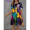 Vestito da Donna Stampa Farfalla Manica Corta Scollo a O Vestiti Moda Casual Harajuku Estate Autunno 2025 Abbigliamento da Festa Donna
