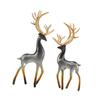 2 Decorative Deer Figurines Desk Ornaments Crafts Lifelike Reindeer Statues for Halloween Bookshelf