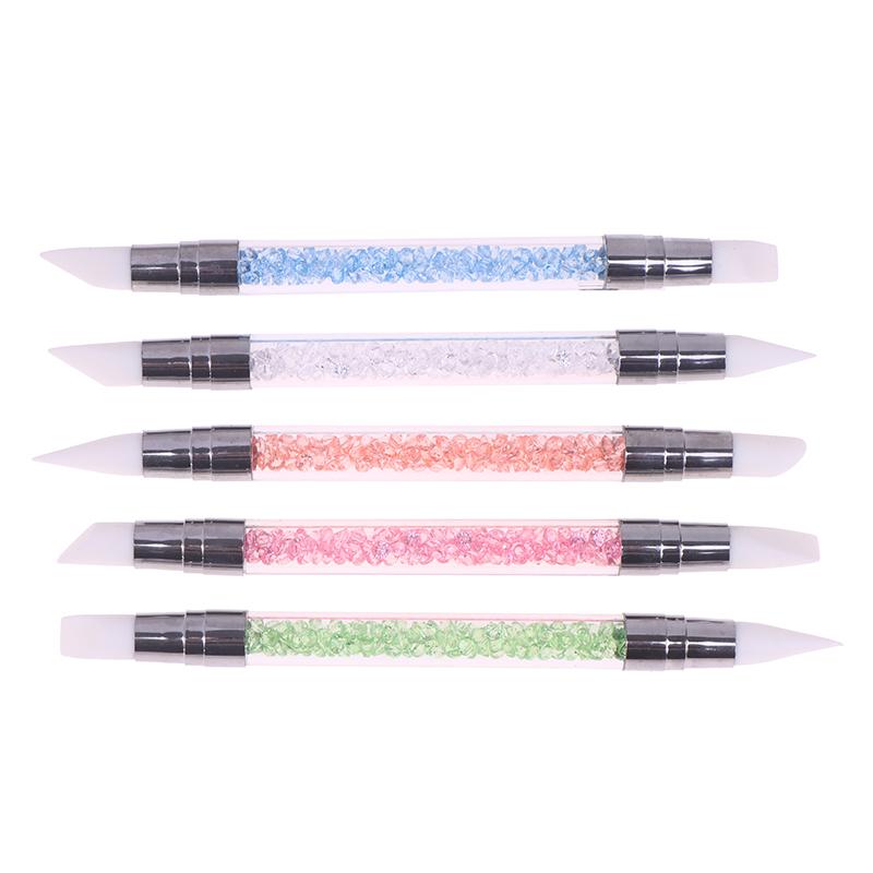 5 szt. Pióro do zdobienia paznokci Dwugłowe Silikonowe Pióro do Rzeźbienia Kwiatów Regulowany Klej w Sztyfcie Pióro do Embossingu Pędzel do Zdobienia Paznokci Każde Narzędzie Domowe