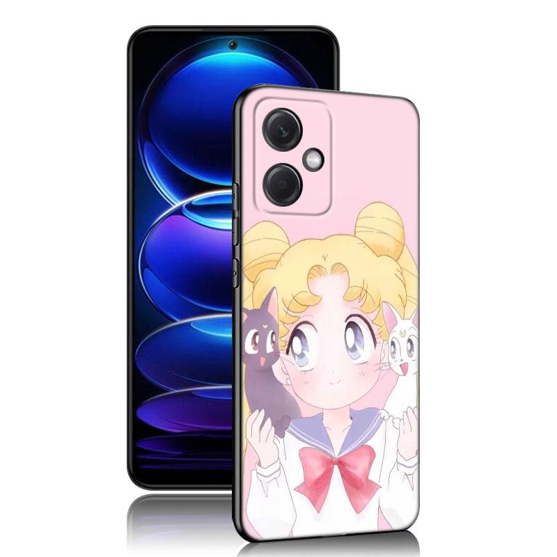 Θήκη Κινητού Σιλικόνης Μαύρη Anime Sailor Moon Για Xiaomi Redmi Note 10 11 11S 12 13 4G 8 9 11T Pro 5G Plus 8T 9S 10S 12S
