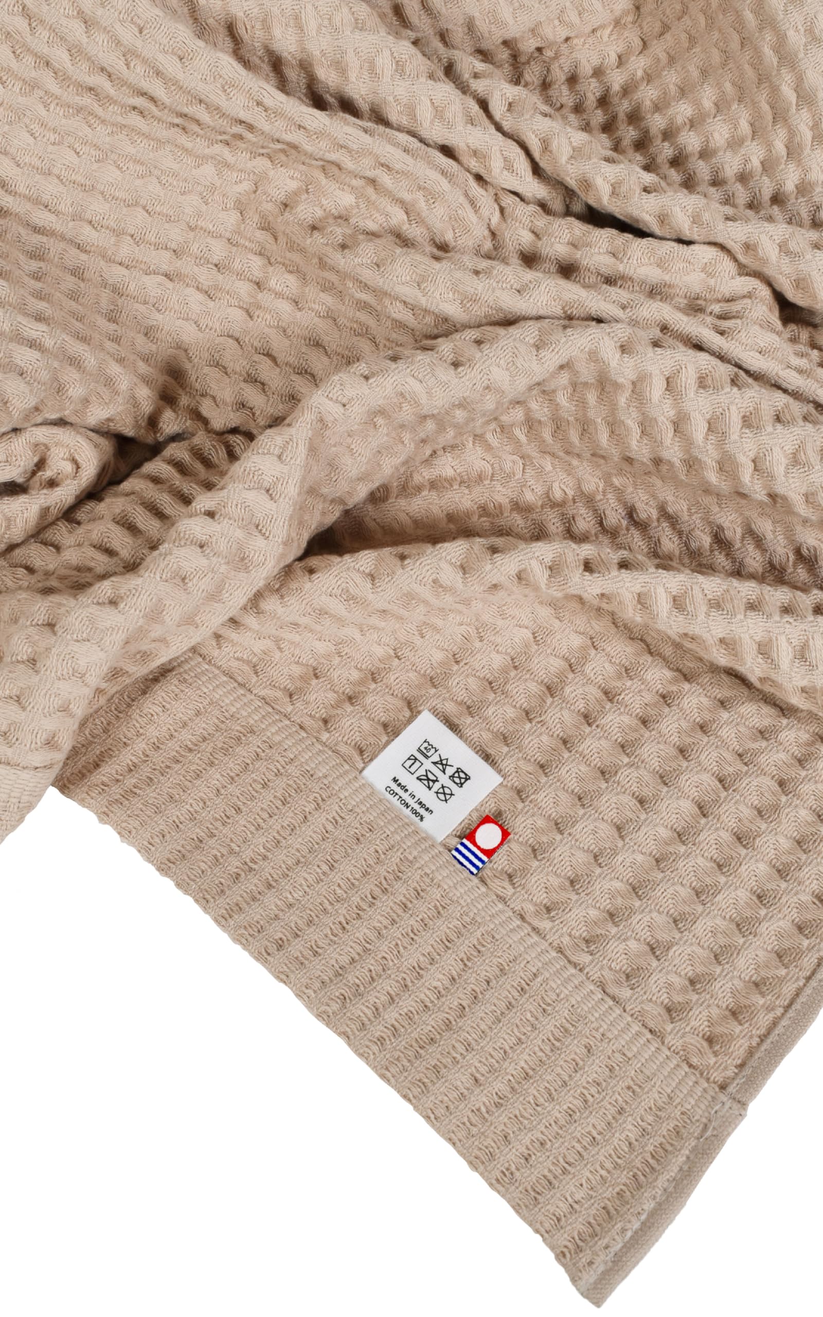 hogu Imabari Towel Waffle Blanket, Single, Beige, Approx. 140 x 190 cm, 100% Cotton, Made in Japan, Lightweight