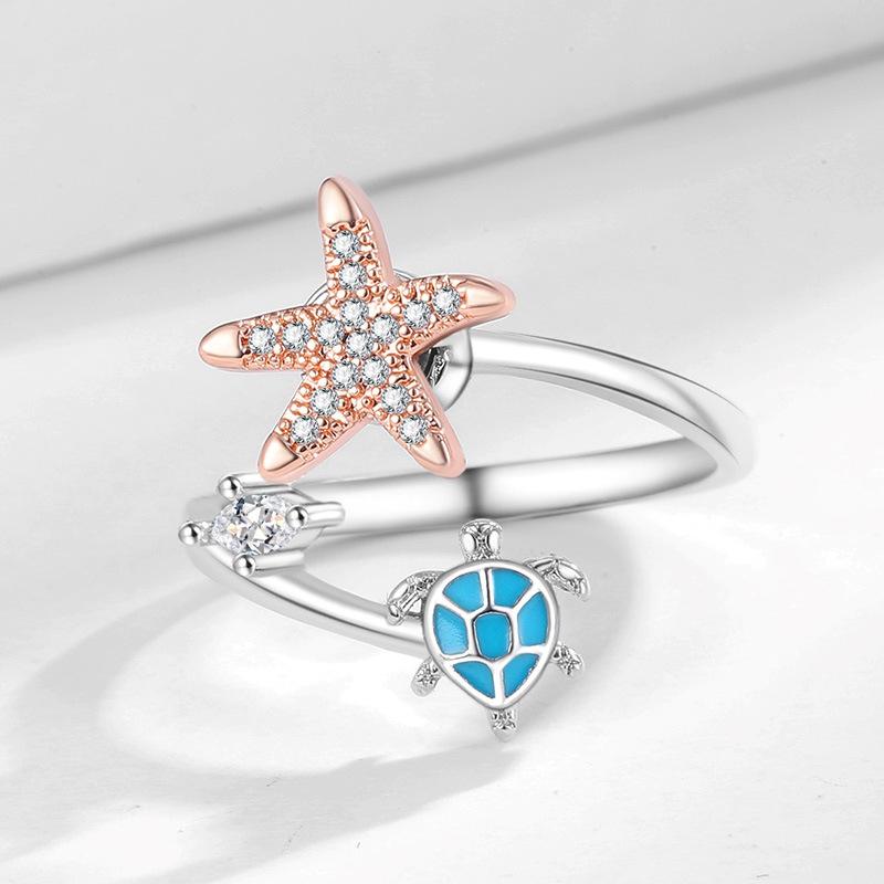 2026 Sea Turtle Star Rotating Ring Fashion Decompression Relief Anxiety Opening Temperament Cute Animal Ring