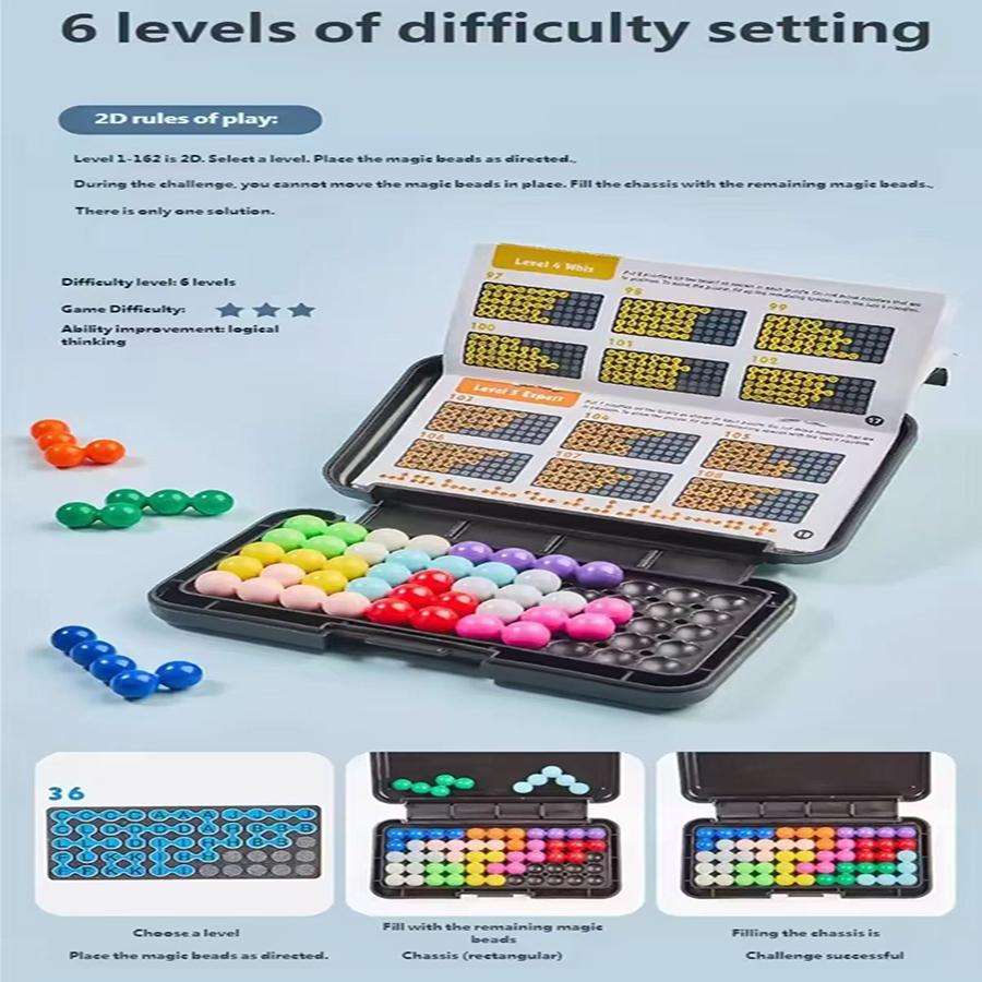 3D Challenges IQ Puzzle Board Game Classic Pyramid Plate Pearl Logical Mind For Children Pyramid Beads Montessori Toys Gifts