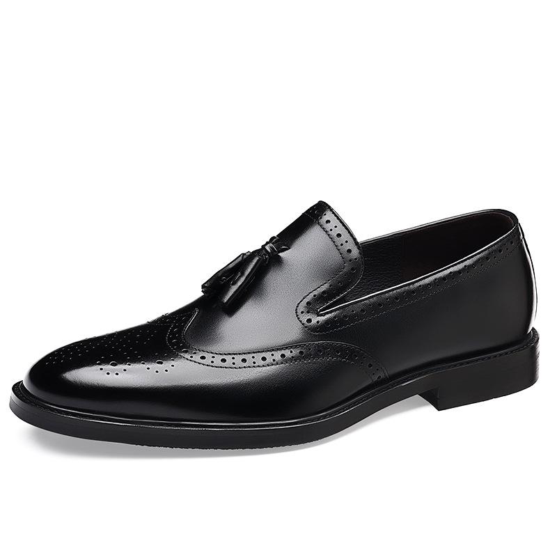

Men s Genuine Leather Brogue Slip-On Formal Shoes 42 чорний