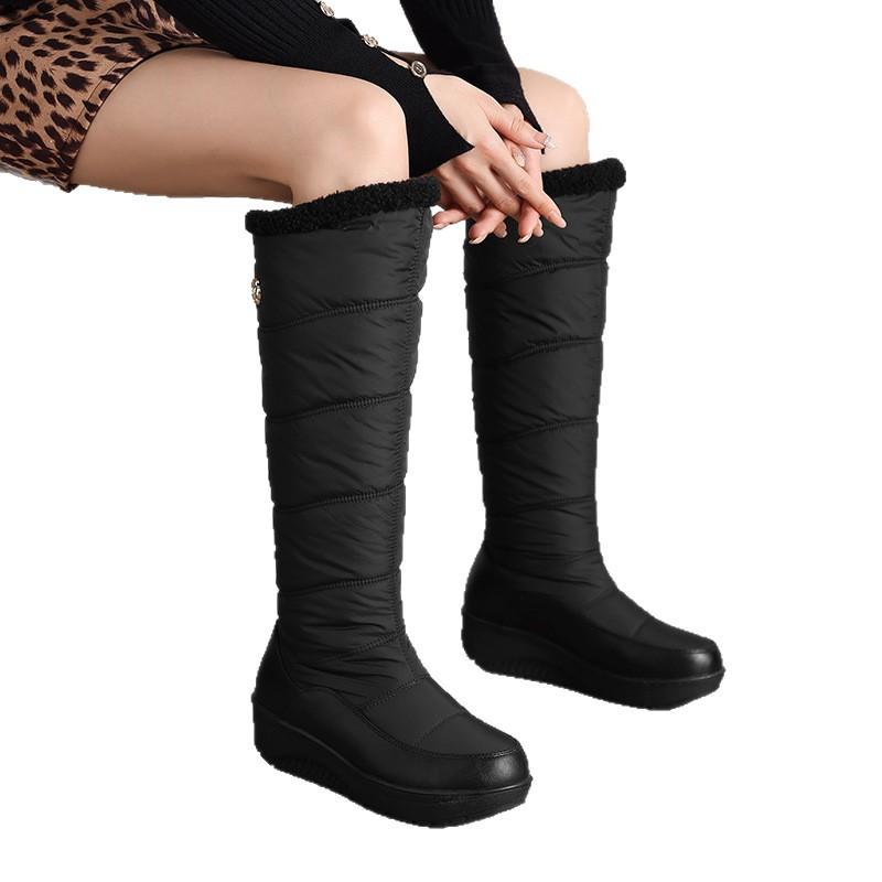 35--44 Stivali Suola Spessa Tacco Inclinato Stivali da Neve Donna Velluto Ispessito Stivali Imbottiti Stivali Lunghi Scarpe da Donna